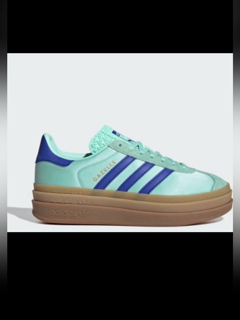 Adidas Gazelle Blue & Yellow Suede Bold Platform Sneakers.